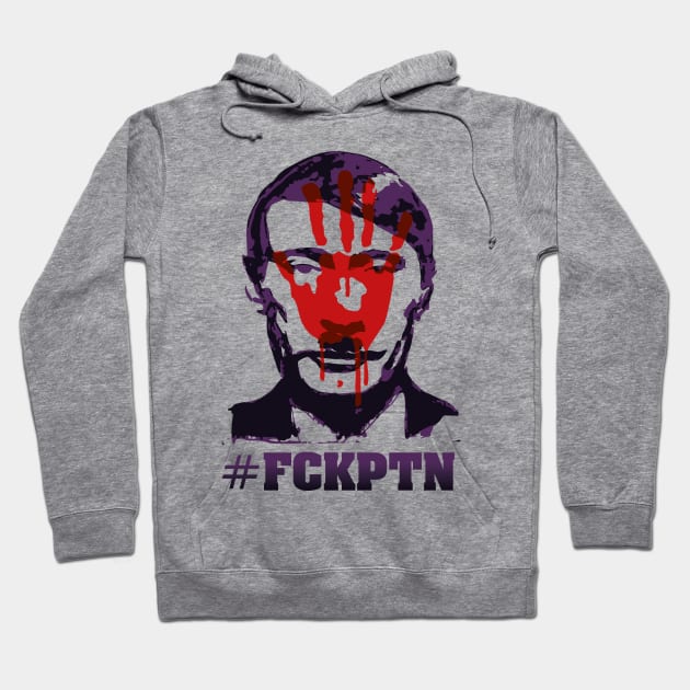 Fuck Putin (with bloody hand motif) Hoodie by GraphicGibbon